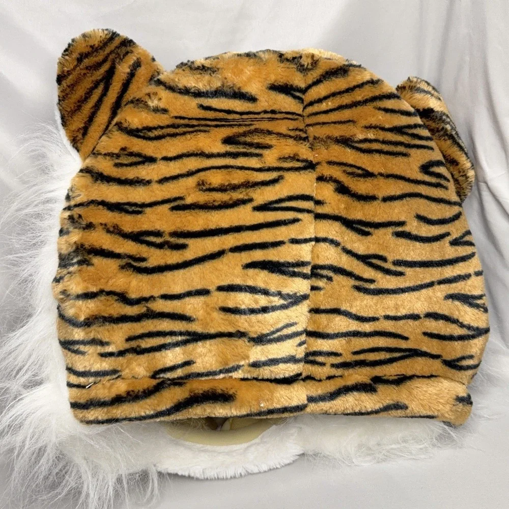 Maskimals Tiger Mask Costume Mens Orange Big Head Adult Plush Face Mask New